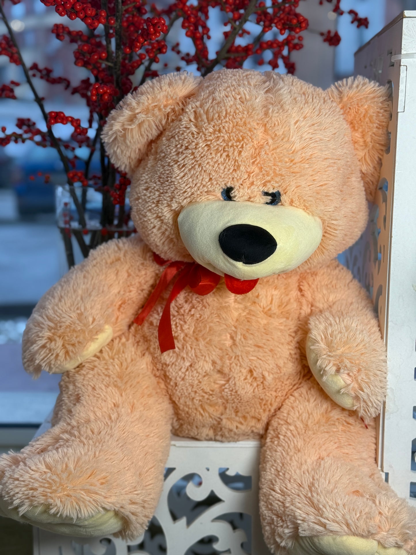 Teddy Bear with Red Ribbon