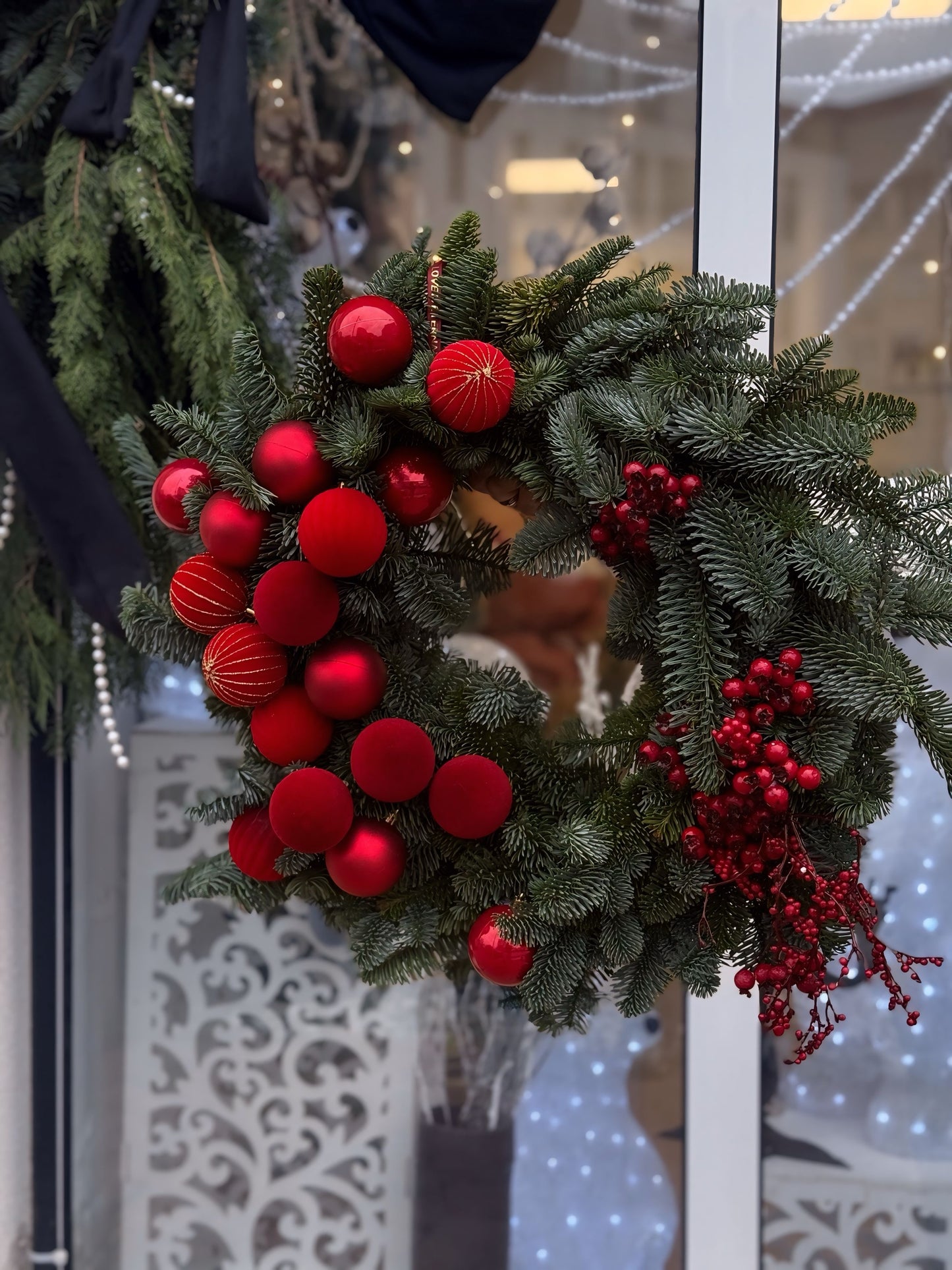 Christmas Wreath with Red Ornaments