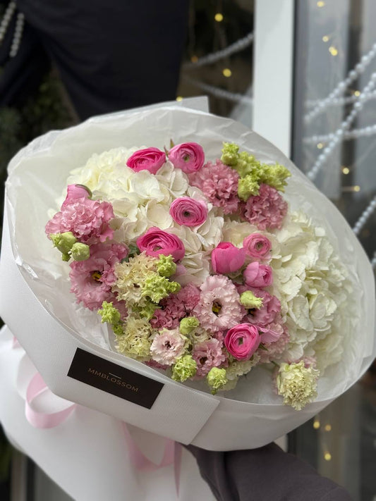 “White & Pink Spring Harmony Bouquet”